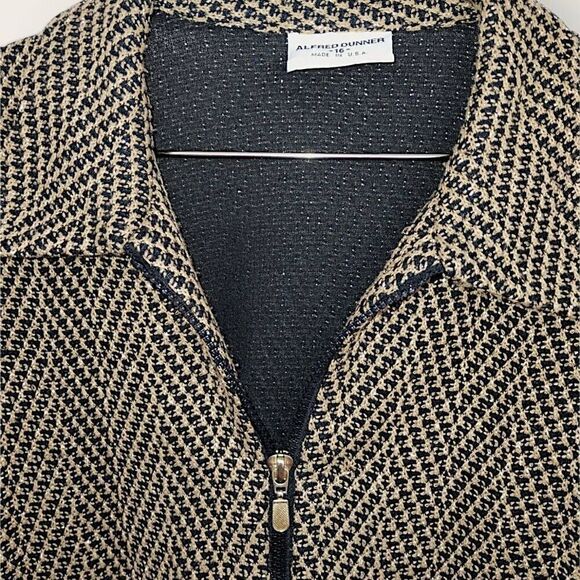 Alfred‎ Dunner Womens Jacket Sz 16 Black Gold Zip Front Tweed Vtg 80s Classicore - Picture 4 of 13